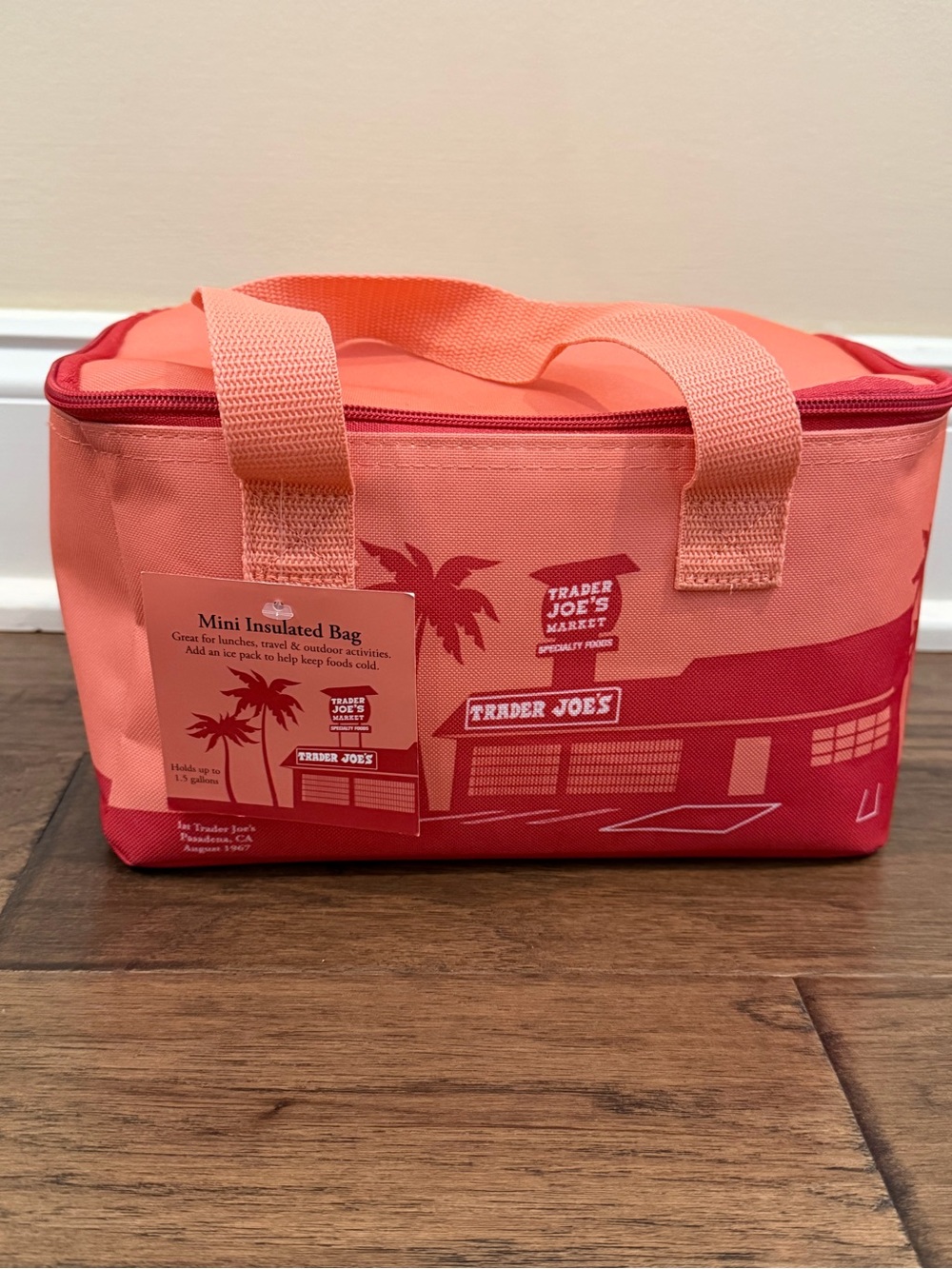 Trader Joe's Coral Pink Orange Mini Insulated Lunch Bag